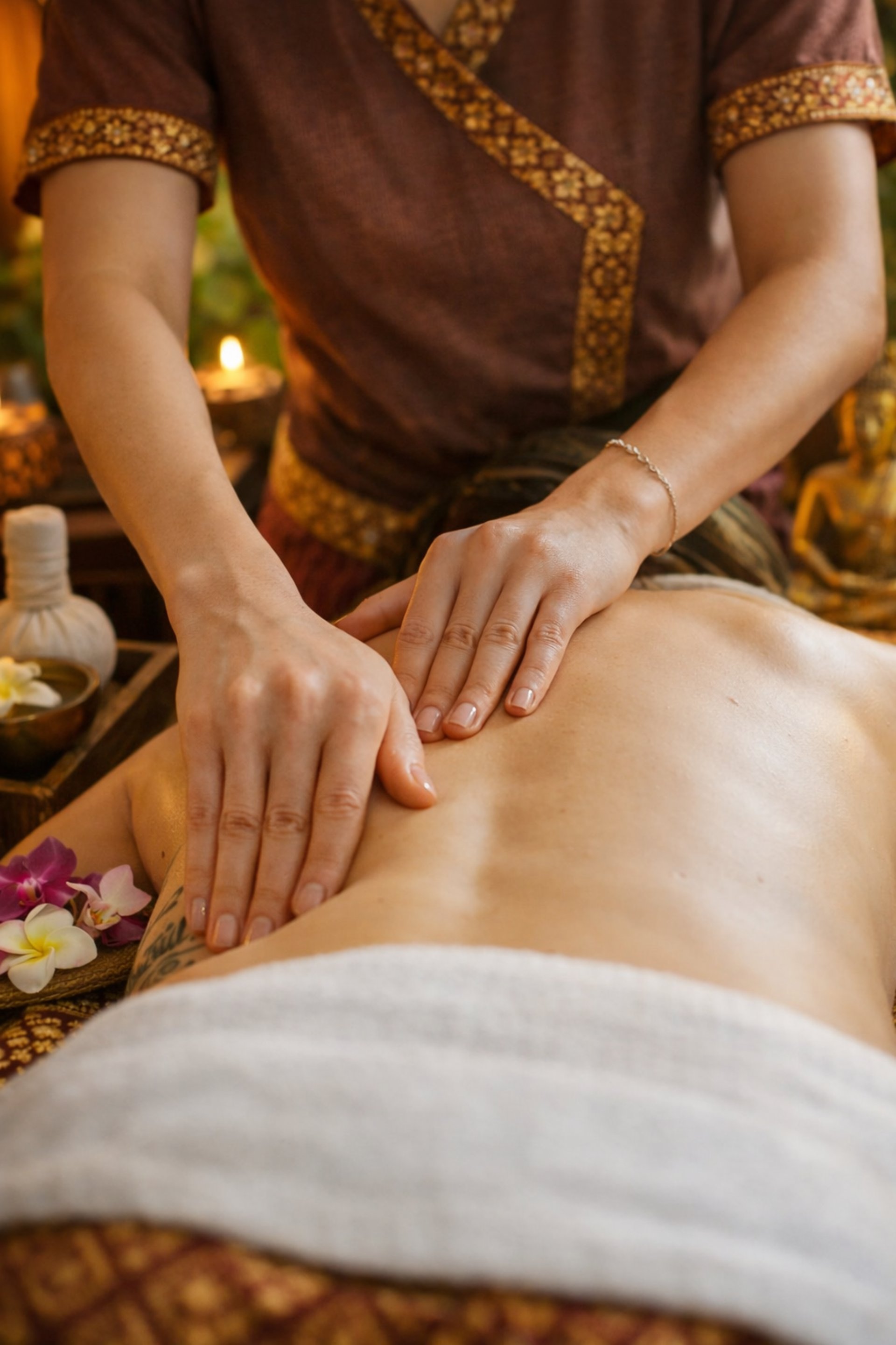 Traditional Thai massage using acupressure techniques